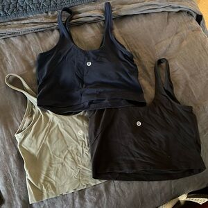 Lululemon Align Tanks - sage green, navy, and black, size 8
